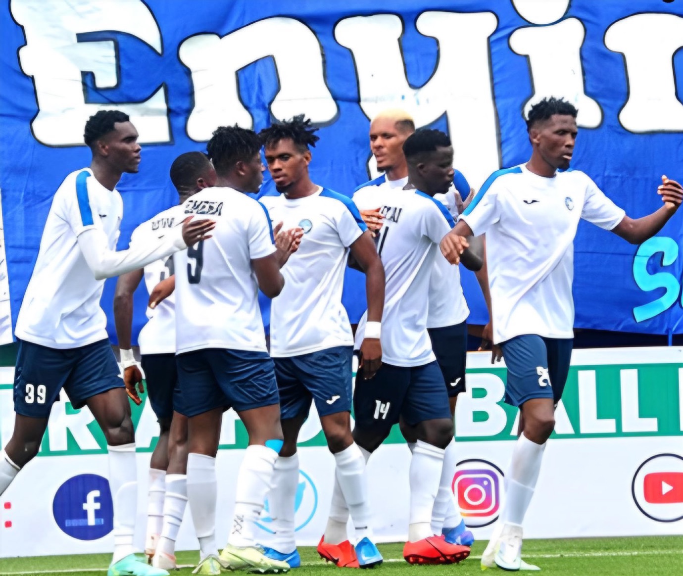 NPFL players celebrating a goal