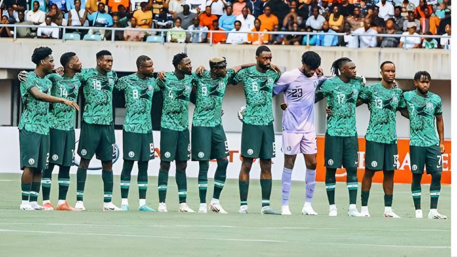 The Super Eagles of Nigeria before kickoff